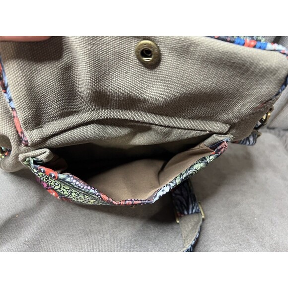 Black Butterfly Canvas Crossbody Handbag Satchel Bag Bohemian Floral Print Boho - Picture 6 of 14